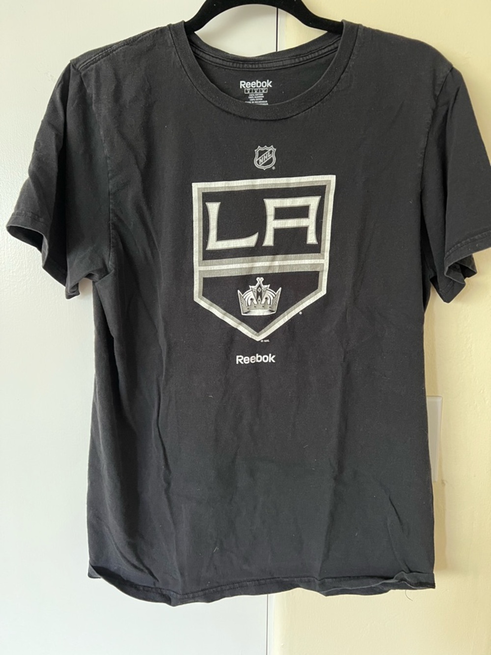 Reebok Black LA Kings Shield Logo Short Sleeve Tee